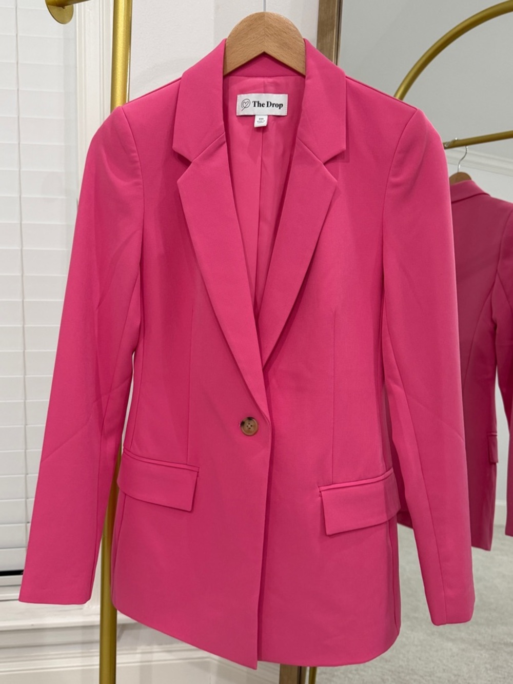 The Drop Women's Hot Pink Single-Button Blazer